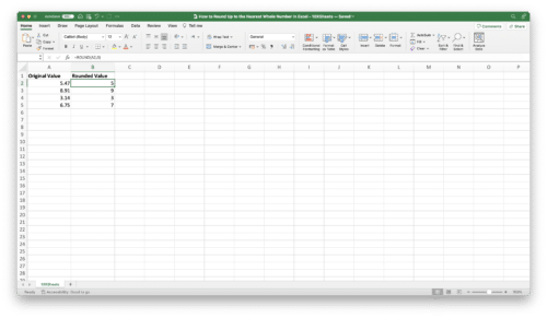 How to Round Up to the Nearest Whole Number in Excel? - 10XSheets