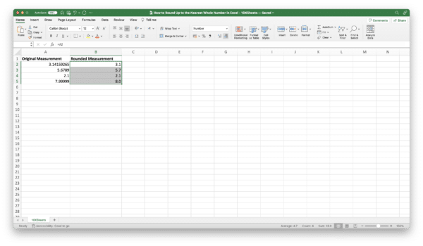 How to Round Up to the Nearest Whole Number in Excel? - 10XSheets